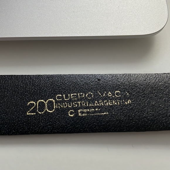 Vintage Cuero Vaca Industria Argentina Dark Brown Leather Belt w/Gold Hardware - Picture 12 of 12